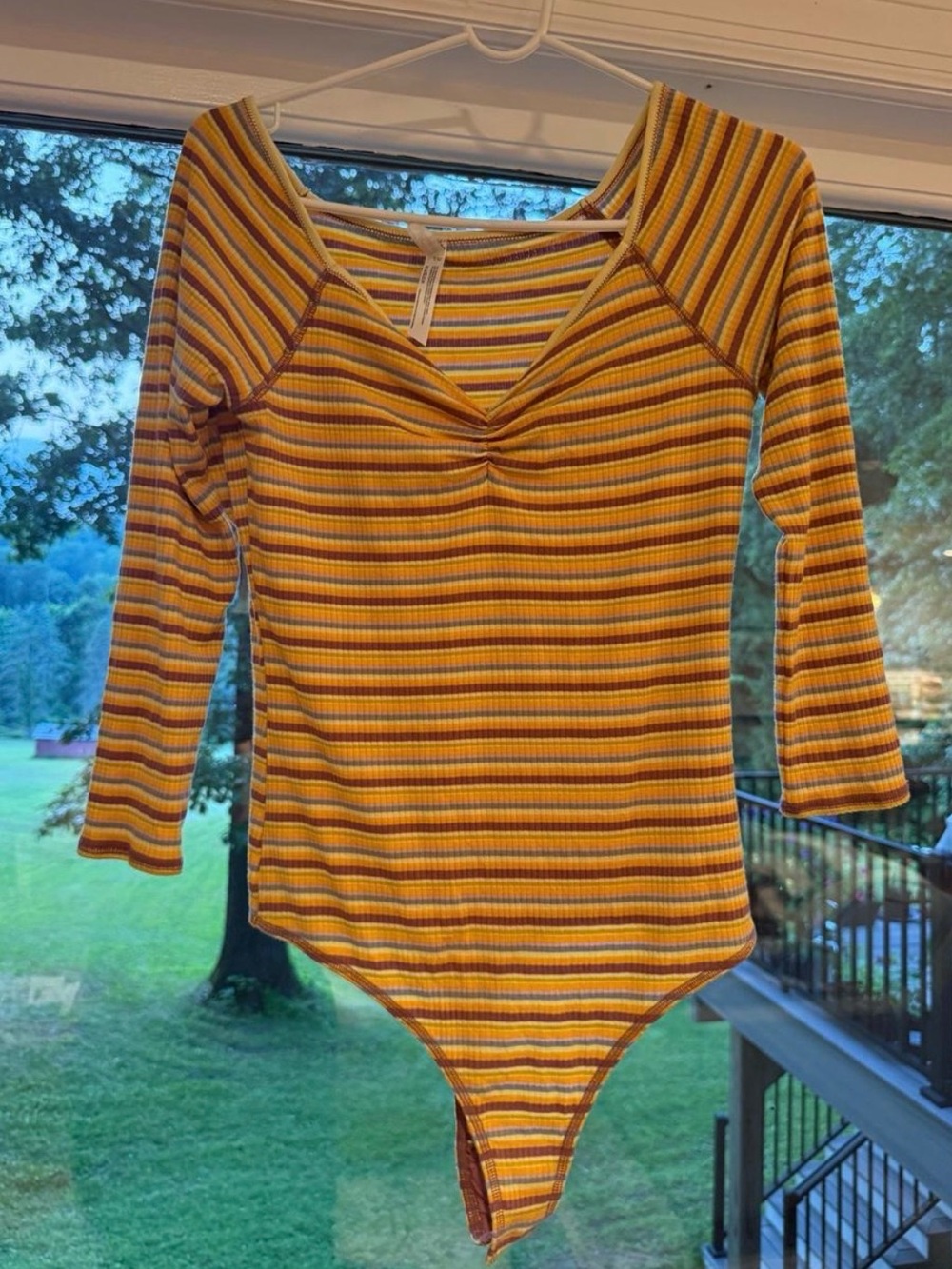 Ribbed Striped Free People Bodysuit